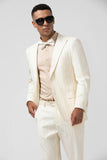 Ivory Peak Lapel Single Breasted 2 peças Pinstripe ternos masculinos