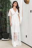 Vestido de festa formal Boho Maxi Lace branco