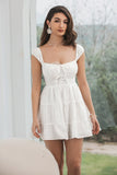 Vestido de formatura curto simples branco A-Line
