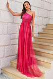 Hot Pink Um Ombro Sparkly Prom Dress