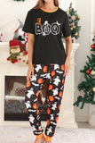 Preto Abóbora Impresso Halloween Família Pijamas set