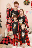 Preto e Vermelho Veado Xadrez Impresso Natal Família Pijamas set