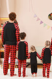 Preto e Vermelho Veado Xadrez Impresso Natal Família Pijamas set