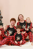 Preto e Vermelho Veado Xadrez Impresso Natal Família Pijamas set