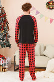 Preto e Vermelho Veado Xadrez Impresso Natal Família Pijamas set