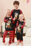 Preto e Vermelho Veado Xadrez Impresso Natal Família Pijamas set