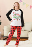 Preto e Vermelho Papai Noel Impresso Fmaily Pijamas set