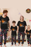 Preto e laranja aranha estampado Halloween família pijamas set