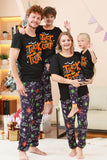 Preto e laranja aranha estampado Halloween família pijamas set