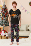 Preto e laranja aranha estampado Halloween família pijamas set