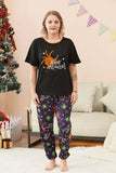 Preto e laranja aranha estampado Halloween família pijamas set