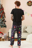 Preto e laranja aranha estampado Halloween família pijamas set