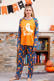 Pijamas de Halloween Família com estampa de abóbora laranja (mangas compridas)