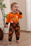 Pumpkin Print Laranja Halloween Família Pijamas set