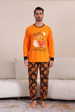 Pumpkin Print Laranja Halloween Família Pijamas set