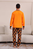 Pumpkin Print Laranja Halloween Família Pijamas set