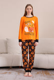 Pumpkin Print Laranja Halloween Família Pijamas set