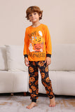 Pumpkin Print Laranja Halloween Família Pijamas set