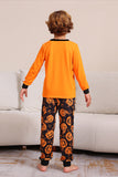 Pumpkin Print Laranja Halloween Família Pijamas set