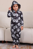 Pumpkin Print Preto Combinando Halloween One Piece Pijamas