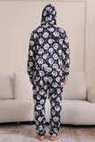 Pumpkin Print Preto Combinando Halloween One Piece Pijamas