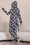 Pumpkin Print Preto Combinando Halloween One Piece Pijamas