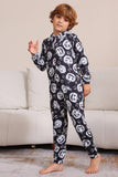 Pumpkin Print Preto Combinando Halloween One Piece Pijamas