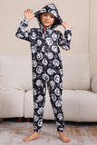 Pumpkin Print Preto Combinando Halloween One Piece Pijamas