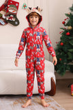 Elk Print Vermelho Combinando Natal One Piece Pijamas