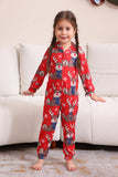 Elk Print Vermelho Combinando Natal One Piece Pijamas