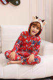 Elk Print Vermelho Combinando Natal One Piece Pijamas