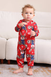 Elk Print Vermelho Combinando Natal One Piece Pijamas