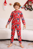 Elk Print Vermelho Combinando Natal One Piece Pijamas