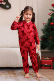 Elk Print Vermelho Combinando Natal One Piece Pijamas