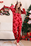 Elk Print Vermelho Combinando Natal One Piece Pijamas