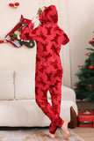 Elk Print Vermelho Combinando Natal One Piece Pijamas