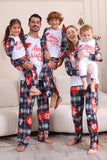 Navy Plaid Manga Longa Família Combinando Conjunto de Pijama