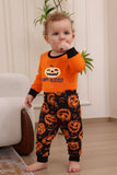 Laranja Halloween manga longa família combinando conjunto de pijama