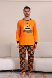 Laranja Halloween manga longa família combinando conjunto de pijama