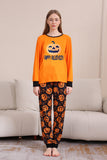 Laranja Halloween manga longa família combinando conjunto de pijama