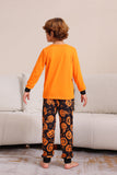 Laranja Halloween manga longa família combinando conjunto de pijama