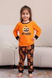 Laranja Halloween manga longa família combinando conjunto de pijama