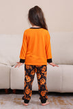 Laranja Halloween manga longa família combinando conjunto de pijama