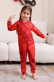 Conjunto de pijama familiar com capuz padrão vermelho