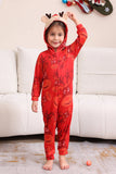 Conjunto de pijama familiar com capuz padrão vermelho