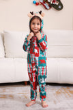 Vermelho e Verde Colorblock Natal Hooded Família Pijama set