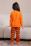 Pijamas de família de Halloween listrado laranja