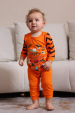 Pijamas de família de Halloween listrado laranja