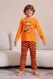 Pijamas de família de Halloween listrado laranja