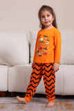 Pijamas de família de Halloween listrado laranja